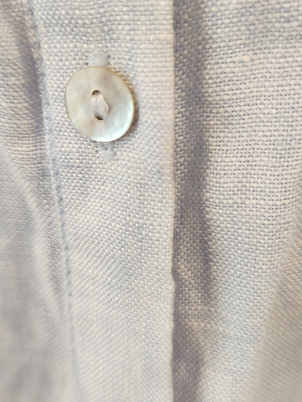 Tahari Pale Blue Linen Button-Front Shirt - Picture 3 of 6